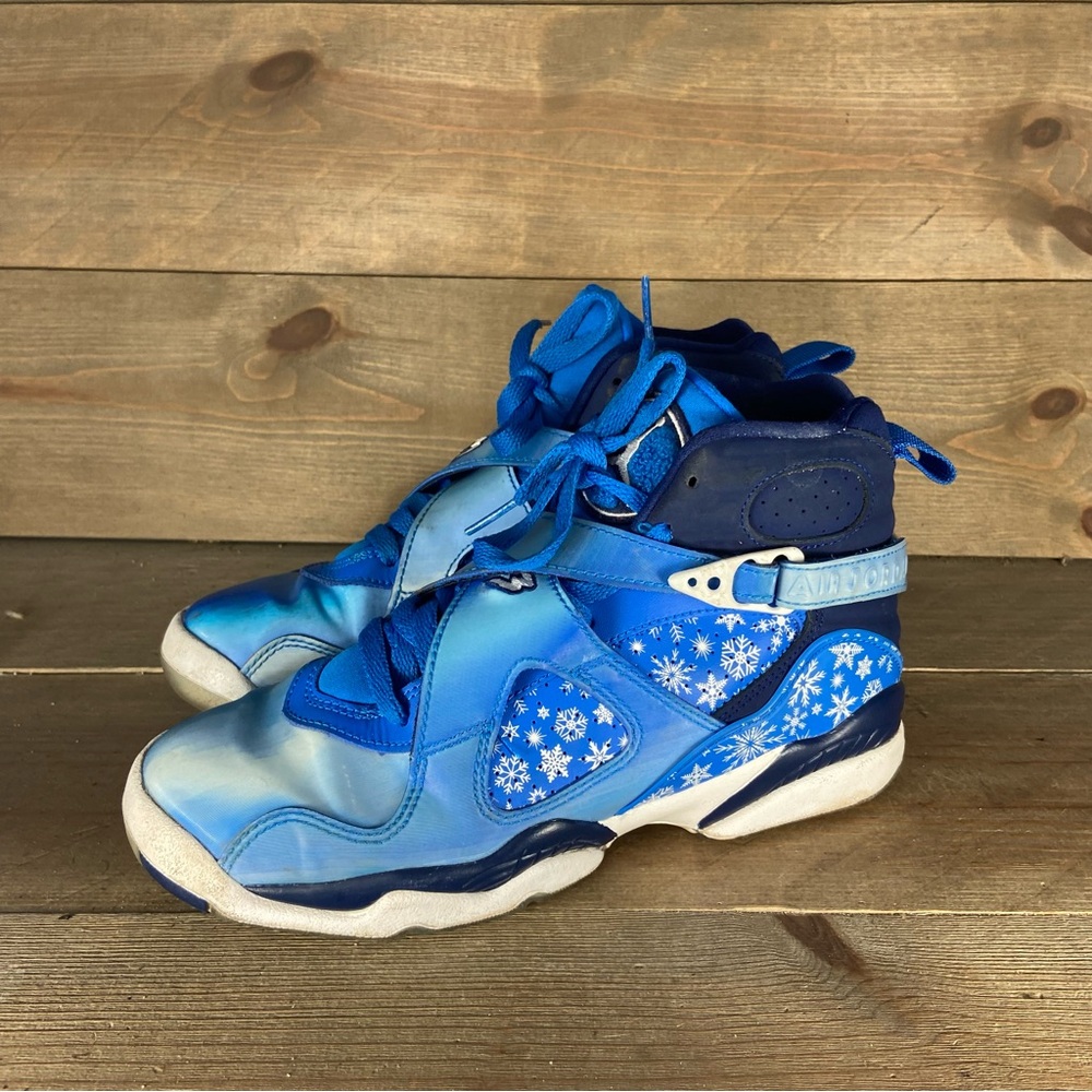 Jordan 8 kids youth size 5.5 shoes blue snowflake basketball sneakers